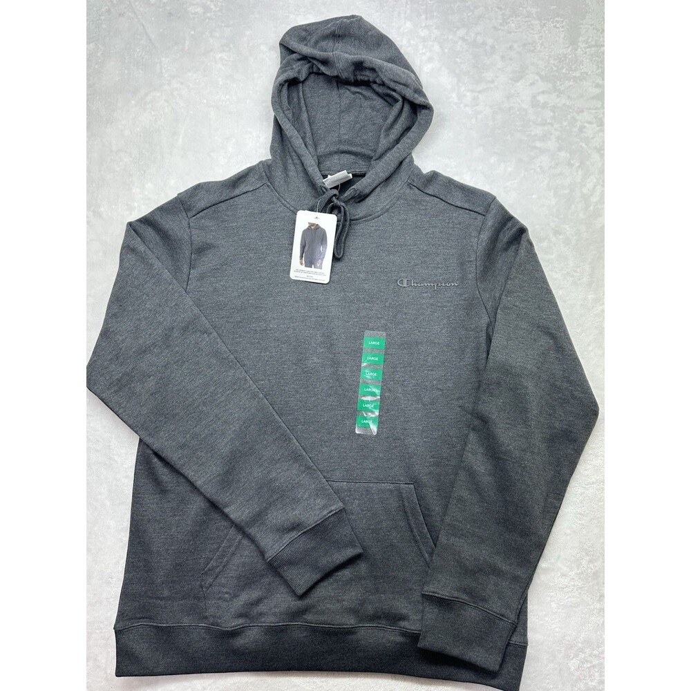 Champion Men’s Hoodie Large Charcoal Gray Pullover Sweatshirt Logo